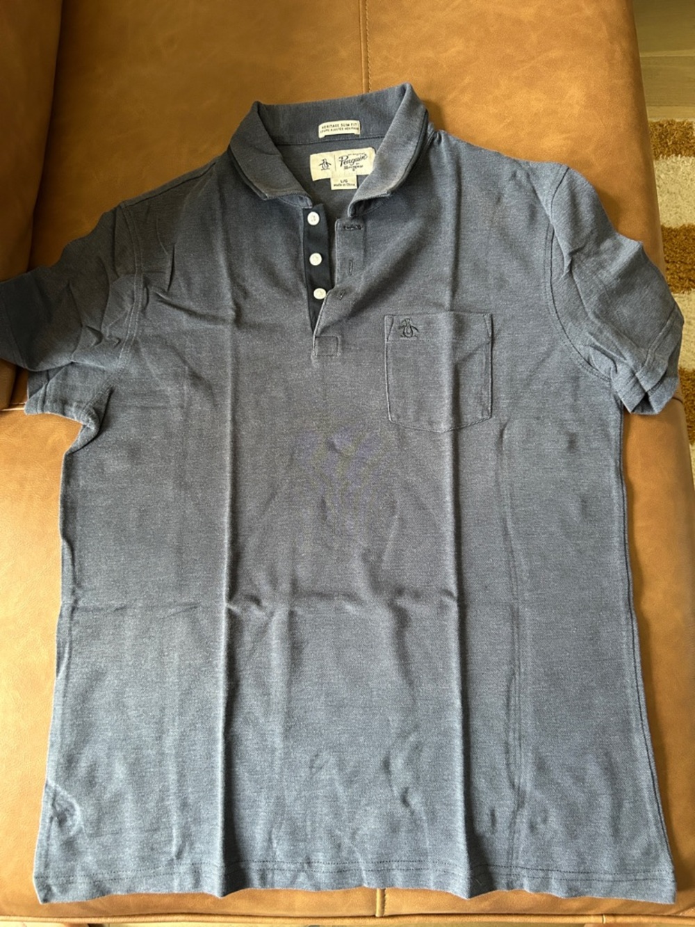 Original Penguin Men's Short Sleeve Polo in Slate Blue